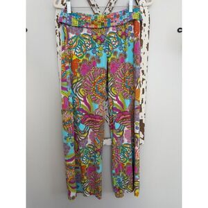 Trina Turk Pants Floral Fold Over Swim Spa Coverup Resort Beach Size Small
